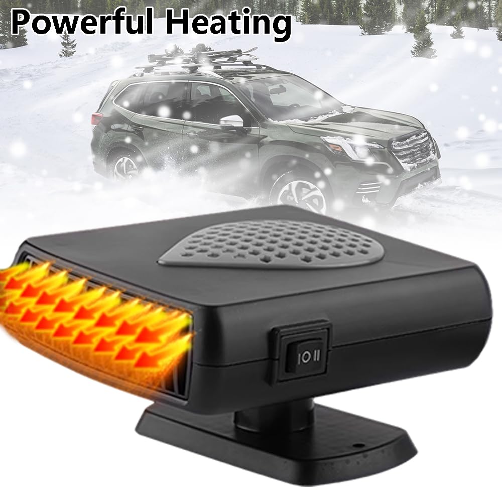 Chauffage Ventilateur 2 En 1 Voiture 12V | Dégivrage Rapide Pare-brise | Ventilation Chaud & Froid | Portable Sur Allume-Cigare