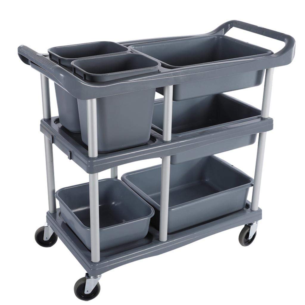 Carro de recogida de platos de polipropileno de 3 niveles, carrito de servicio multifuncional para hotel, carrito de transporte de platos, plato de cocina, solución eficiente para recoger platos