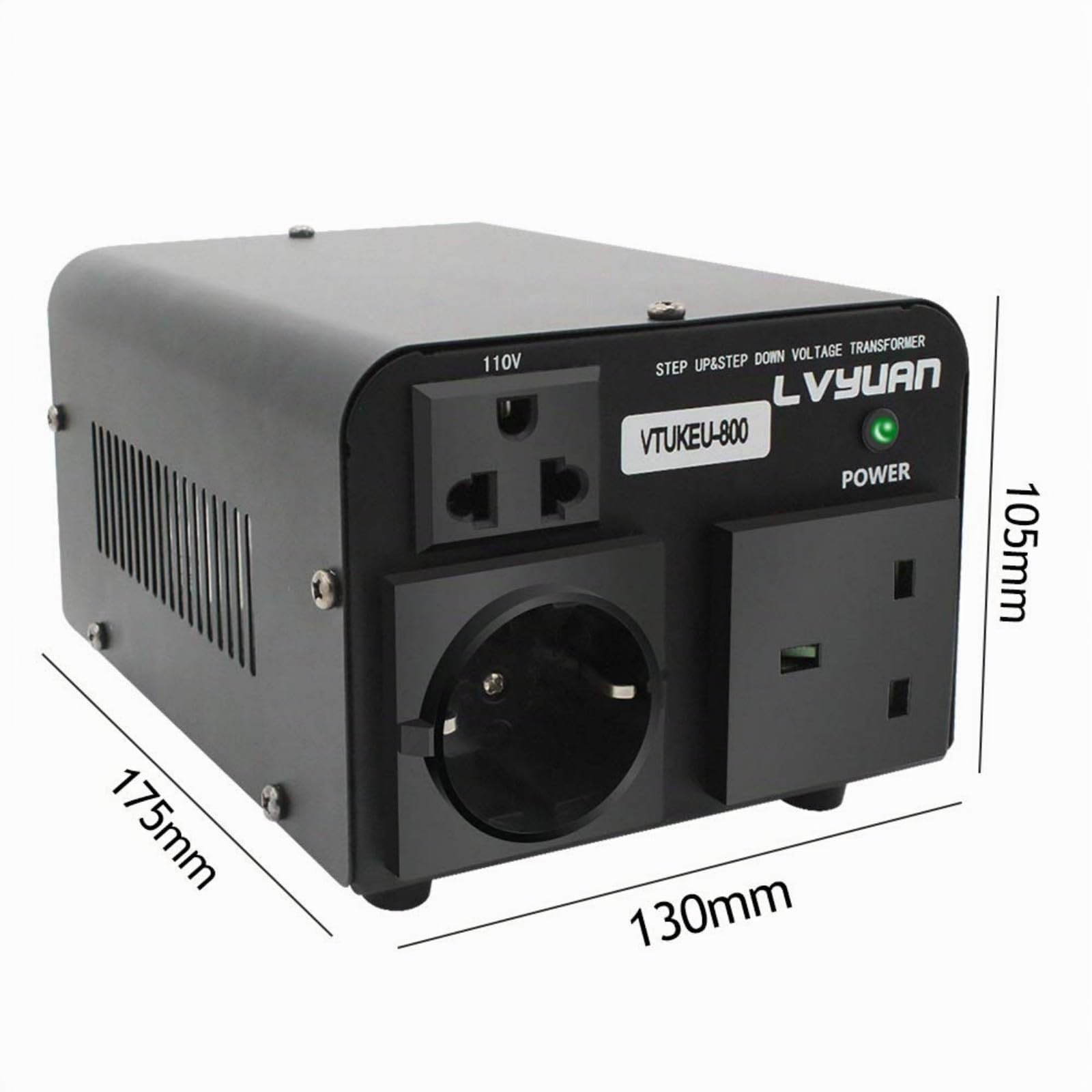 Cantonape 800VA Convertidor de voltaje 220V / 110V - Transformador Elevador/Reductor de Voltaje de 800W EE.UU, Salida 110/120Voltios 220/230Voltios CA