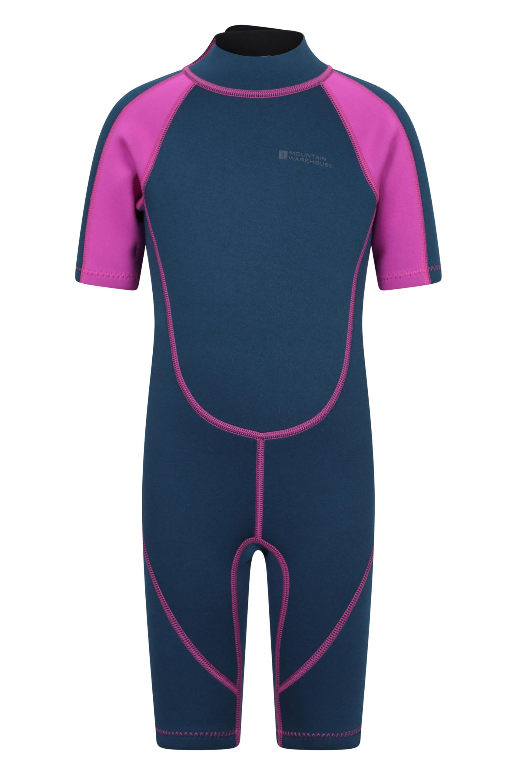 Mountain Warehouse Kids Shorty Wetsuit - Flat Seams, Easy Glide Zip Children's Wetsuit, Neoprene Swimming Wetsuit, Adjustable Neck Closure Diving Suit - for Surfing, Pink, 9-10 Years