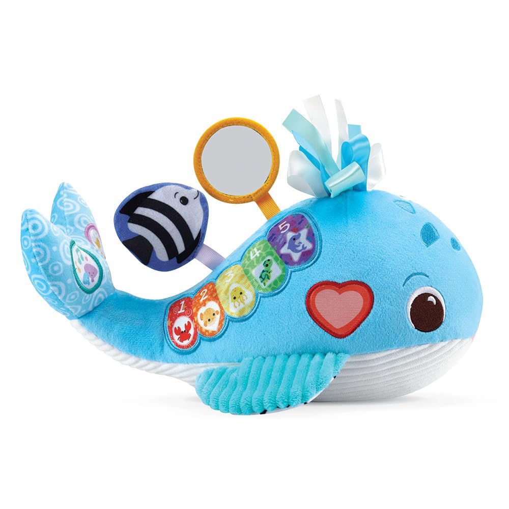 VTech - Océane, Ma Baleine Musicale, Peluche Bébé Interactive et Sensorielle Fabriquée avec des Matériaux Plus Durables, Jouet d'Éveil, Cadeau de Naissance Bébé Dès 3 Mois - Contenu en Français