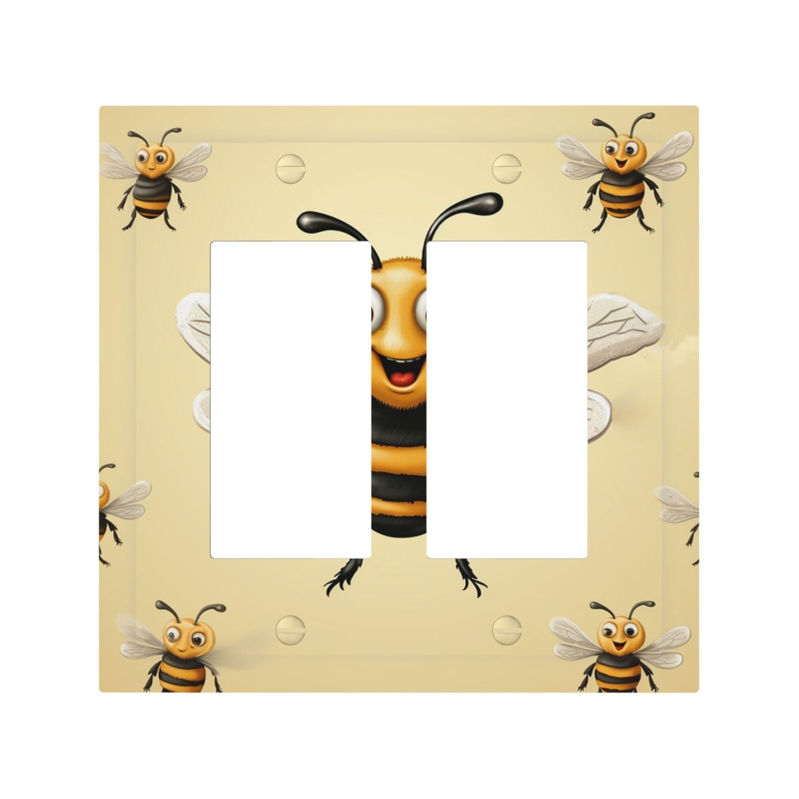Decorator Double Toggle Light Switch Covers Honey Bee Wall Plate 2-Gang Mid Size 5" x 4.9" Double Toggle Switch Wallplate Decorative 2 Gang Wall Switch Plate Covers