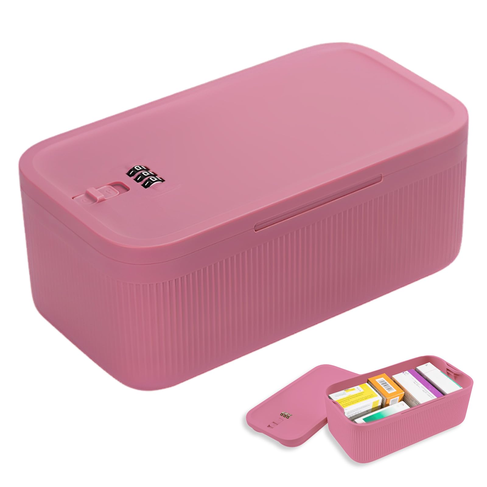 QINGLANG Lockable Box with Combination Code Portable Medication Small Lock Box Secure Medicine Safe, Phone Jail, Snack Boxs Food Safe Locking Boxs for Home, Fridge, Office, Or Travel