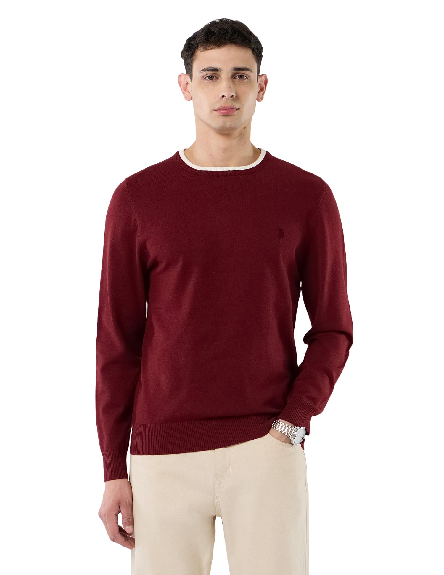 u.s. polo assn. U.s.Polo Association Men's Solid Regular fit Sweater-picture-45