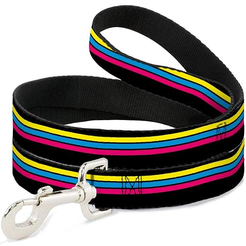 Buckle-Down Correa para Perros con Rayas de Carreras, Color Negro, Amarillo, Azul, Rosa