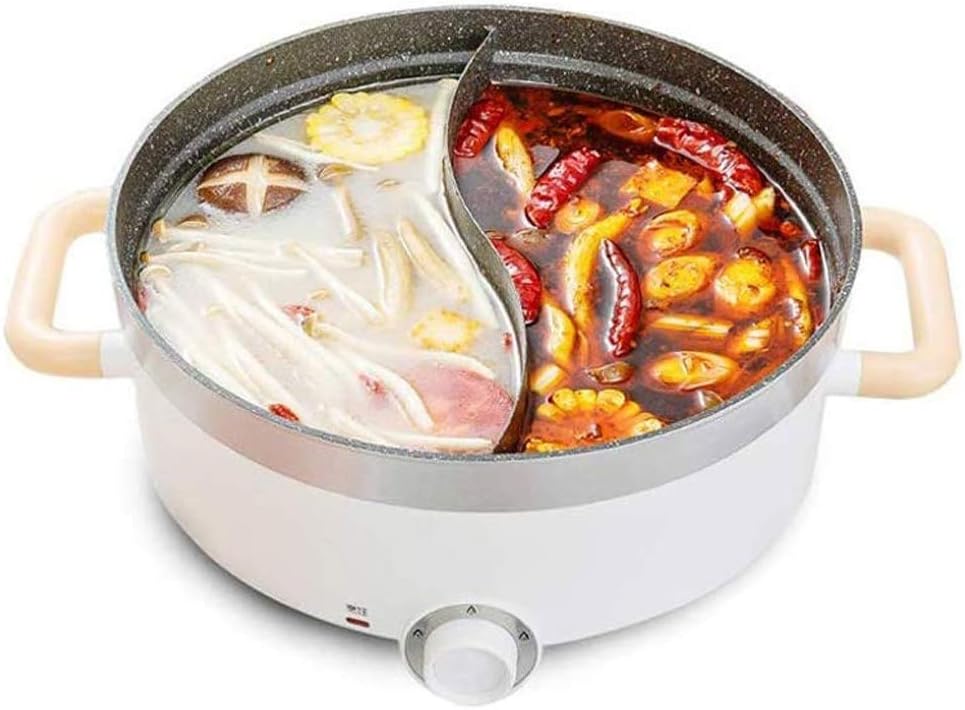 Glass Lid Hot Pot with Divider Soup Cooking Pots,Electric Fire Household Plug-in Multi-function Heating