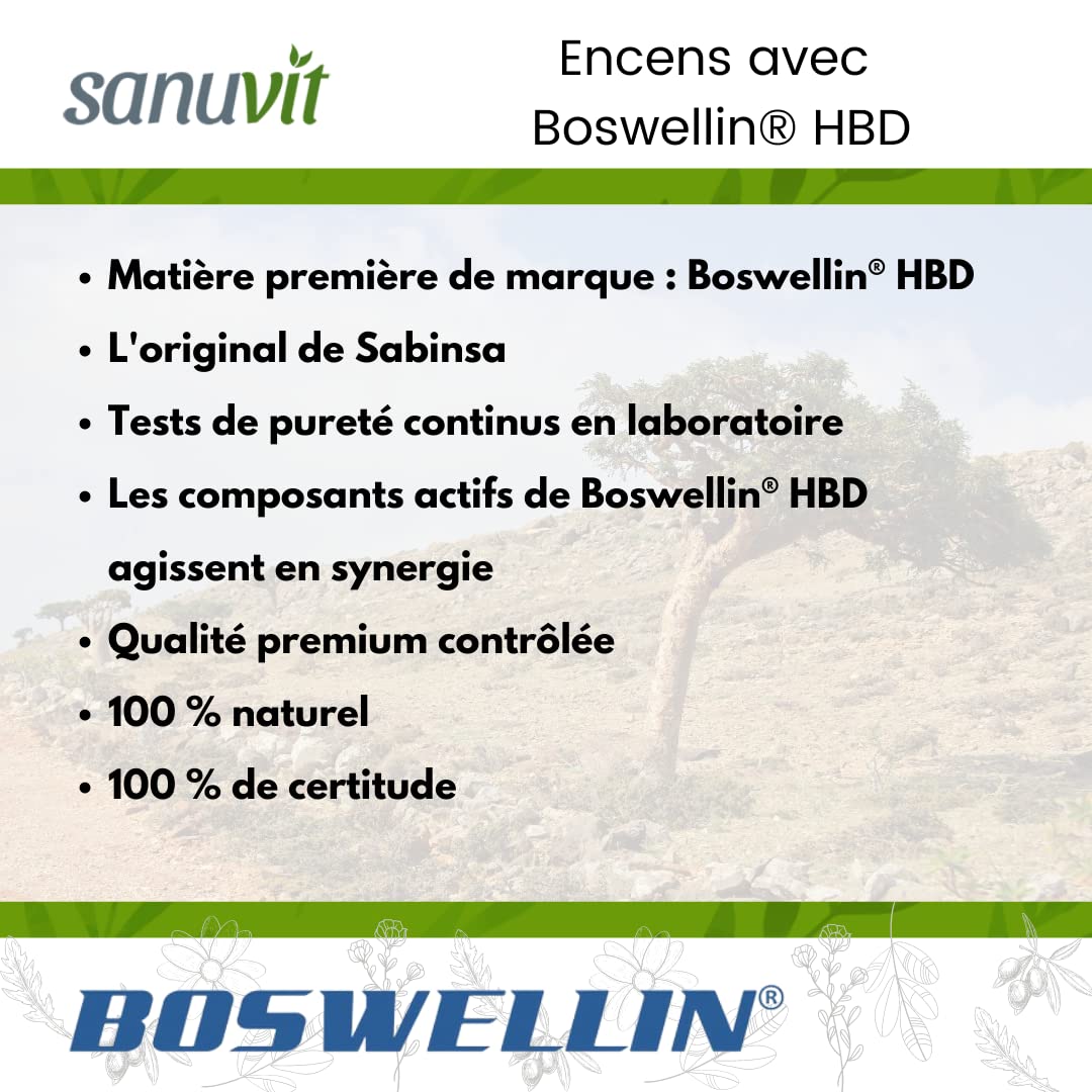 Sanuvit® - Boswellia Serrata 500mg | Hautement dosé avec 500mg de Boswellia serrata indien par capsule | Haute biodisponibilité | avec matière première premium Boswellin® | Végétalien | 180 capsules