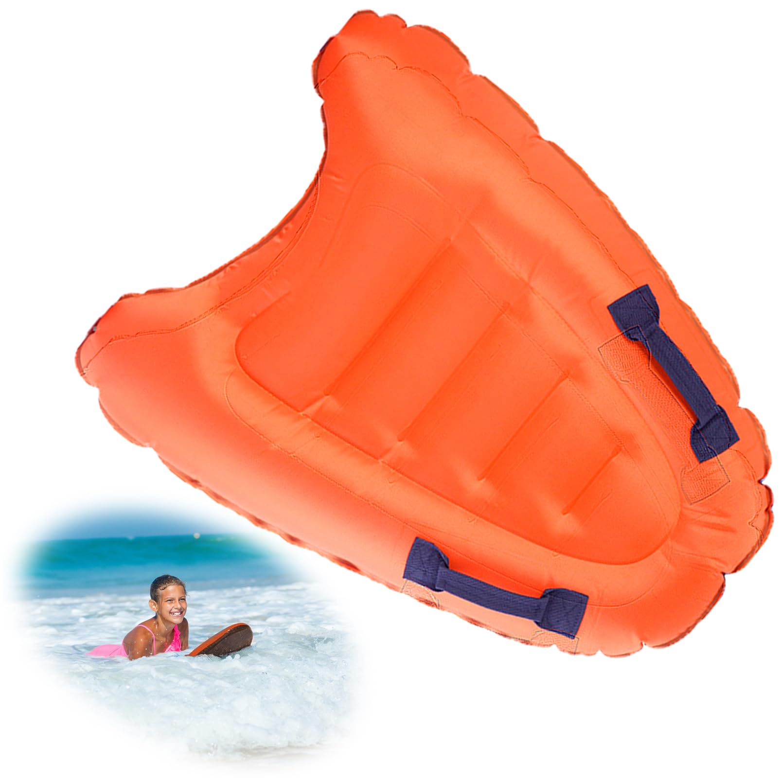 Inflatable Surfboard Bodyboard, Inflatable Surf Body Board with Handles, Floating Surfboard Swimming Aid Beach Surfboard