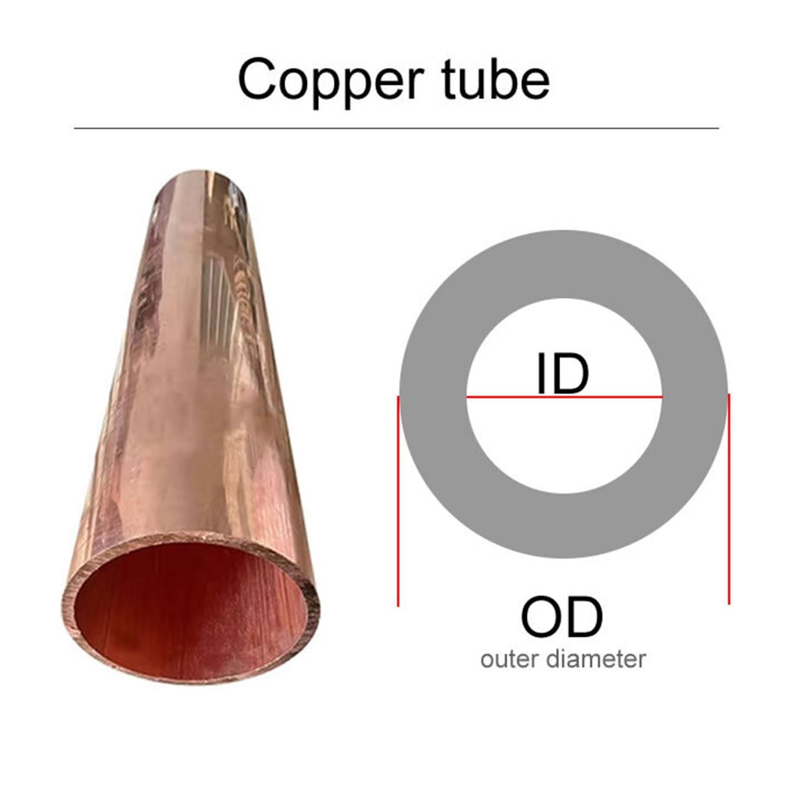 Longitud del tubo de cobre de la tubería recta del calibre grande T2 45-159m m OD 100m m(OD70 ID65mm)