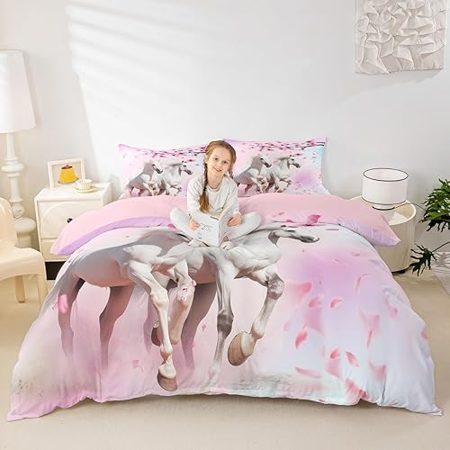 Miniatura 15 de Juego de funda de edredón para amantes de la gimnasia, tamaño Queen, silueta de gimnasta, juego de ropa de cama rosa para niños, adolescentes y