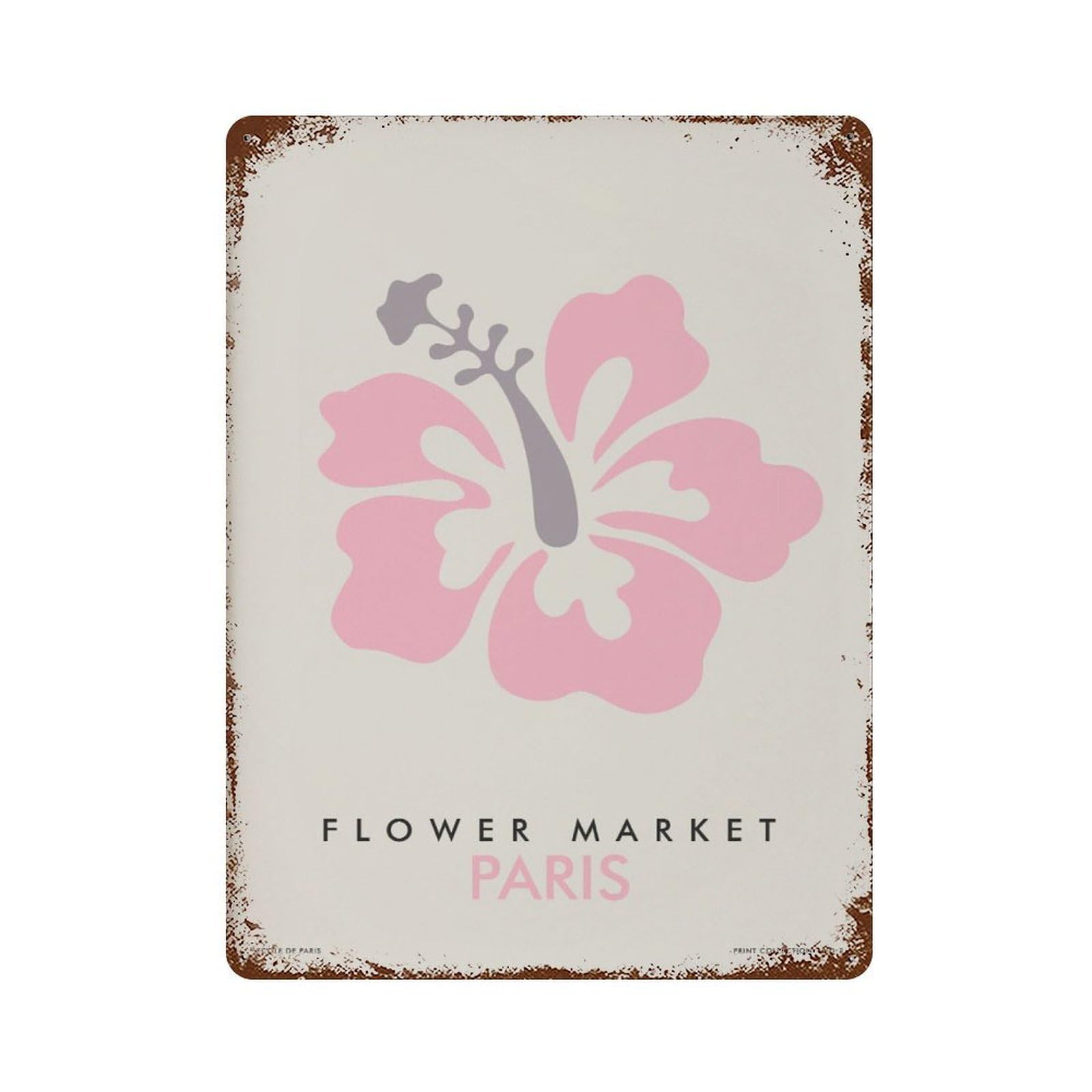 xiaoxiaoshen Paris Flower Market Pink Floral1 Wall Decor Art Metal Tin Poster Modern Home Decor Art Home Bar Shop Decorations Vintage Sign 40x30cm