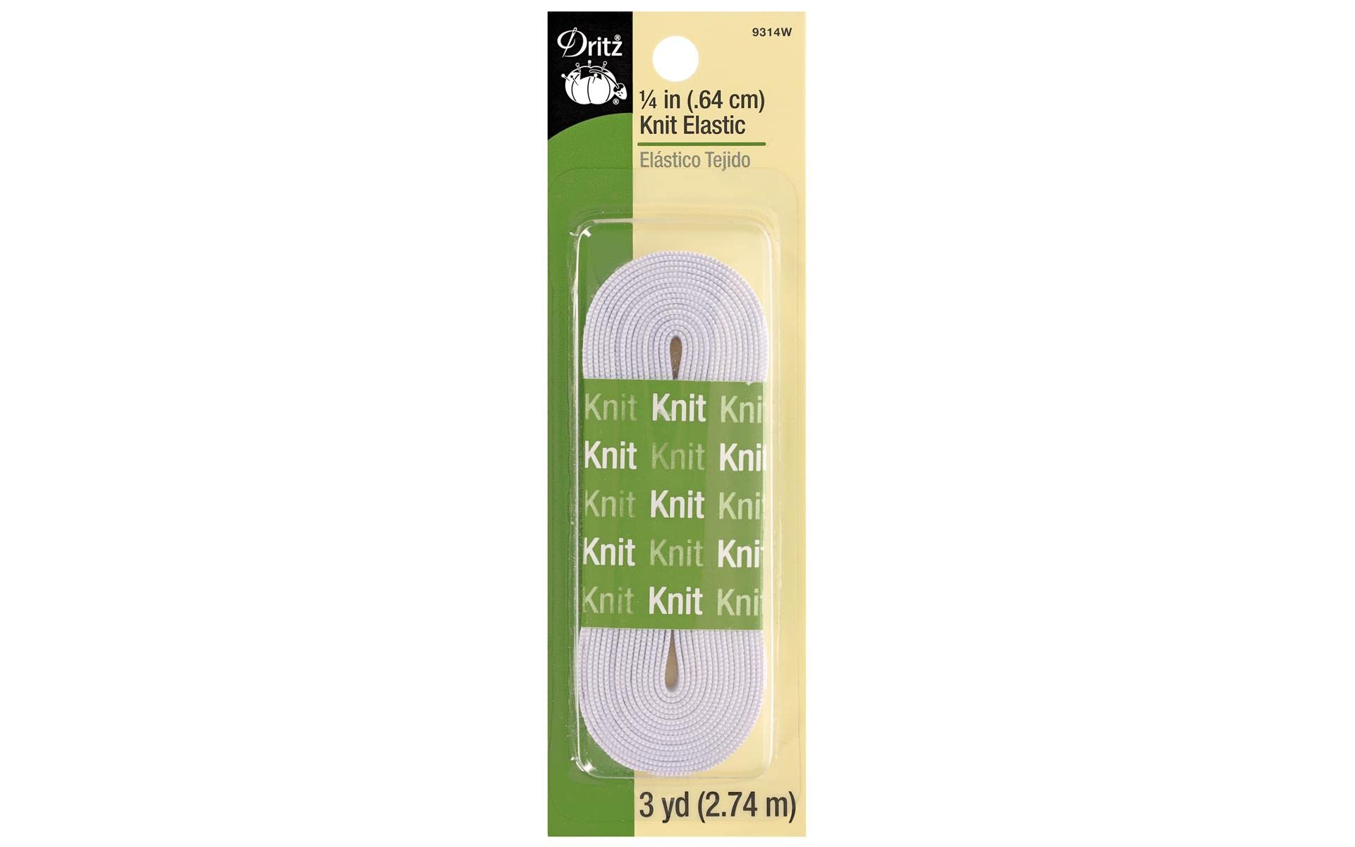 Dritz Knit Elastic, 1/4-Inch by 3-Yards, White