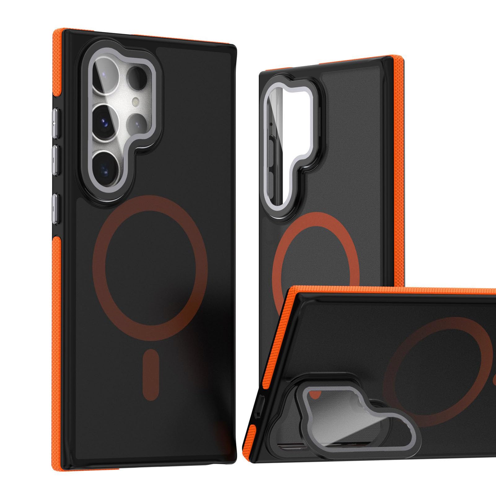 TYLYJSU Magnetic Case for Samsung Galaxy S26 Ultra/S26 +/S26, Lens Stand Ultra Thin Wireless Charging Shock Absorbing Cover,Orange,S26+