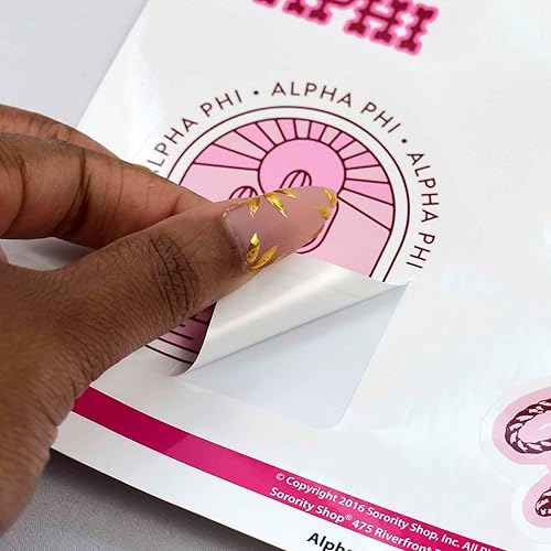 Miniatura 6 de Alpha Xi Delta - Hoja de calcomanías de vinilo de diseño occidental con diseños con licencia oficial, adhesivo extraíble, 10 calcomanías por hoja,