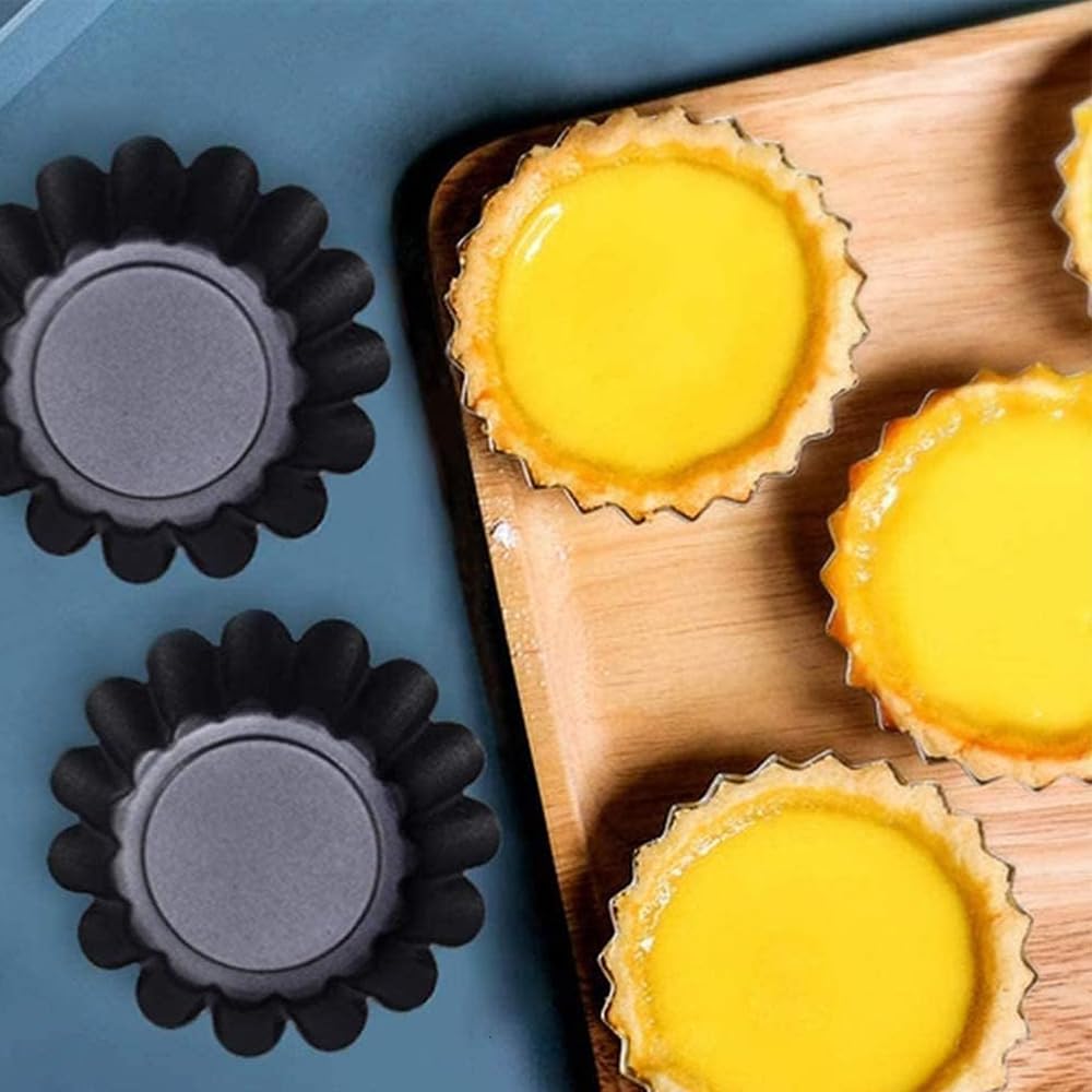 Moule à Flan - Moules à Pudding/Cupcake et Muffins - Tartelette en Acier au Carbone - Moule Mini Cake et Muffin - Lot de 6-13,5 cm