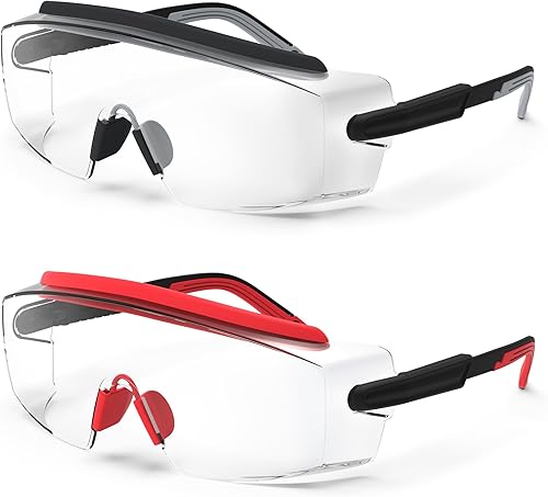 Anteojos de seguridad con antiempañante, Gafas de seguridad para anteojos, Anteojos de protección con lentes antiarañazos, marco y patillas