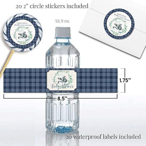 Miniatura 6 de Amanda Creation Little Stinker Cute Skunk Boy Baby Shower Bundle incluye 20 invitaciones con sobres + 4 tamaños diferentes de calcomanías