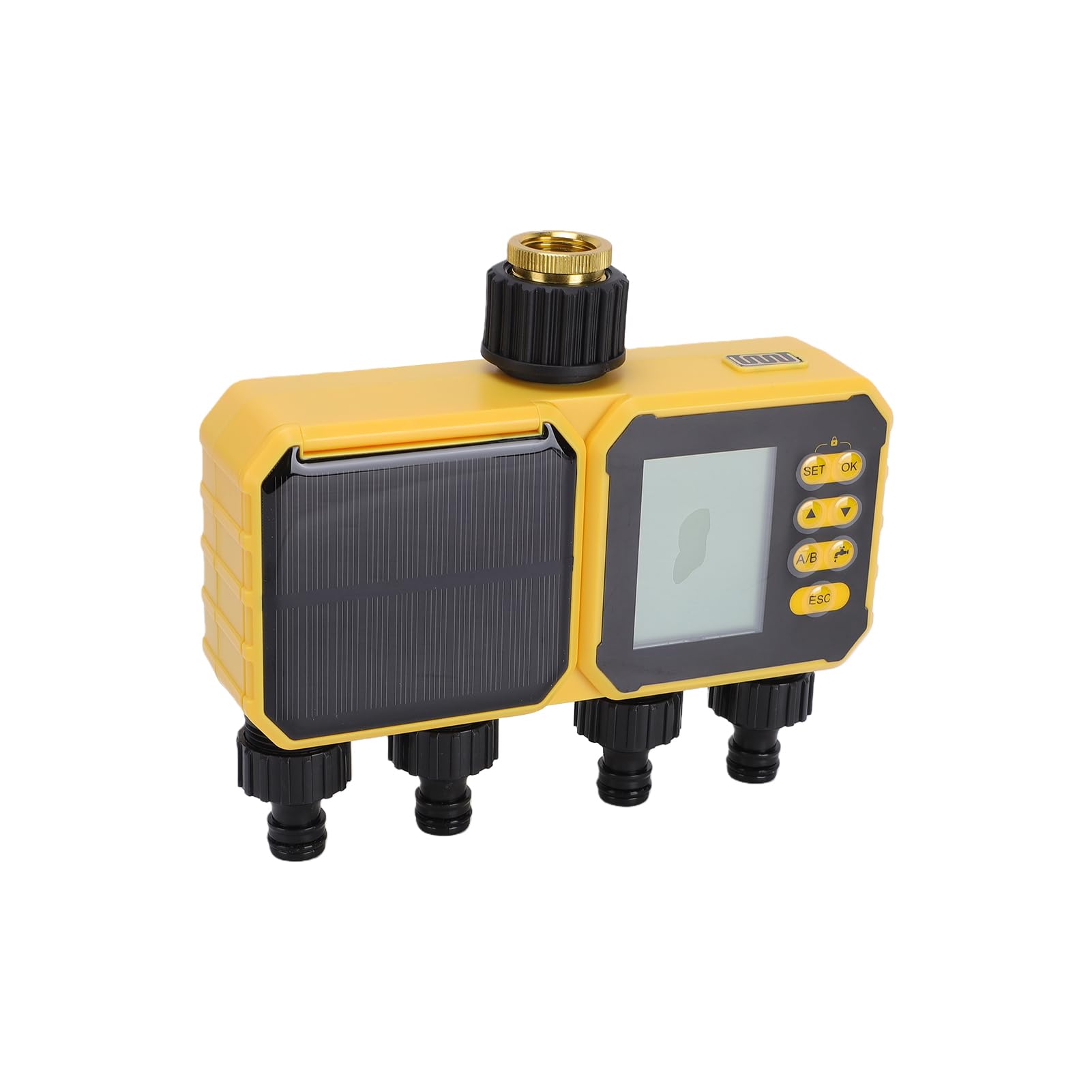Bewinner Controller Intelligente per Irrigazione Solare, Timer per Irrigazione Automatico IPX5 con Ricarica USB, Timer per Automatico con Sensore Pioggia, Programma di Personalizzabile per Serra da