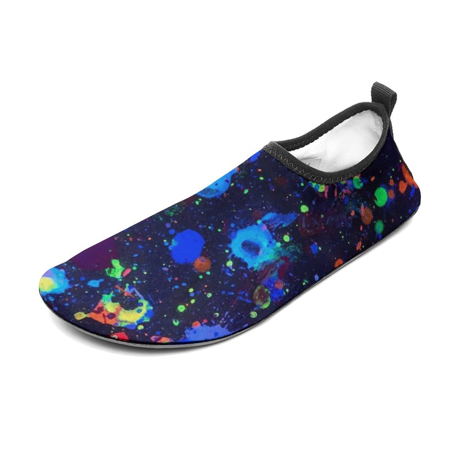 Glow in Dark Splatter Neon Water Shoes Beach Shoes Aqua Socks for Women Men Swimming Yoga