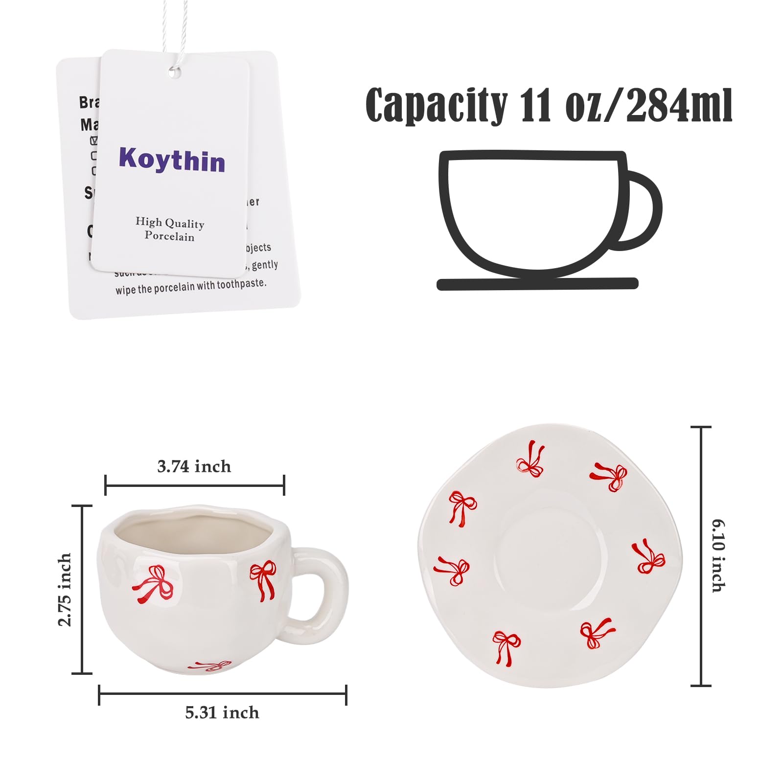 Koythin Ceramic Coffee Mug with Saucer Set - Image 2