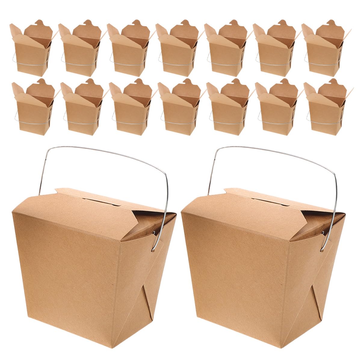 50 Stück Papier Lagerbehälter mit Metallgriff 26oz für Pommes und Gebratenen Reis für Catering und Restaurant zum Frischeerhalt