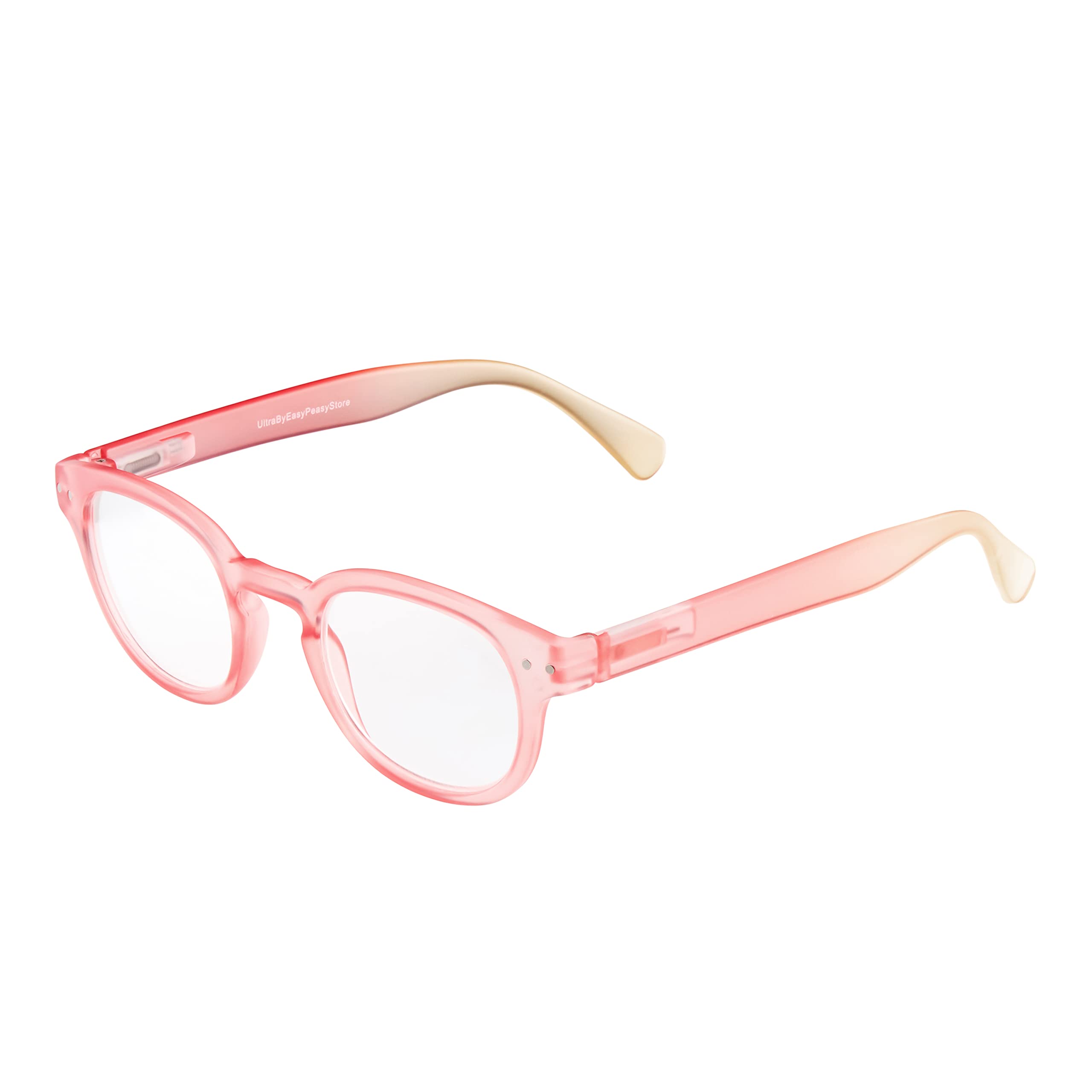 Ultrabyeasypeasystore Unisex Matt Desert Rose Pink Ultra Desert Rose +3.0 Horn Rimmed Reading Glasses Dioptre Transparent Glasses Lightweight Comfortable Womens Mens Reading Glasses Non-Prescription Lenses Designer Style Foldable Eye Glasses