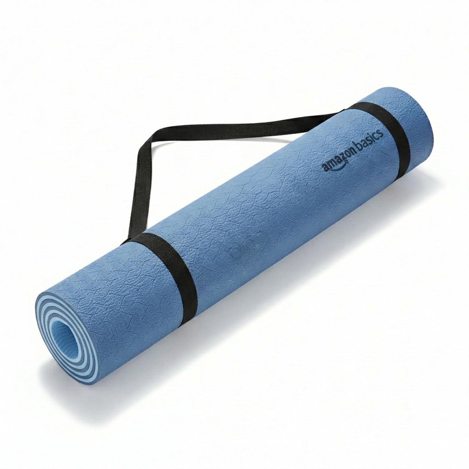 Amazon Basics Dual-Colour TPE Yoga & Exercise Mat with Carrying Strap | 6 mm Thick | Reversible Non-Slip Grippy Surface | Lightweight & Durable Rubber-Like Material | Floor Protection | Ideal for Yoga, Pilates, Stretching & Fitness | 183 x 61 cm | Dark Blue & Light Blue-image-14
