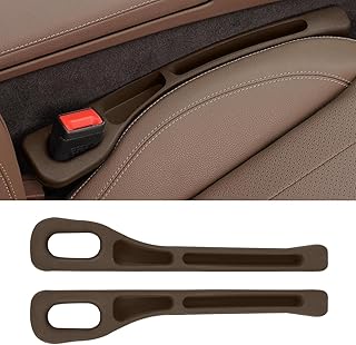 تي تيرسيلي منظم لملء الفراغات بين مقاعد السيارة - فتحة تخزين مزدوجة لملء فجوة مقعد السيارة مع تصميم مانع للتسرب، ملحقات سيارة من مادة ايفا للموبايل/المفاتيح/البطاقات، مناسب للسيارات والشاحنات (بني)