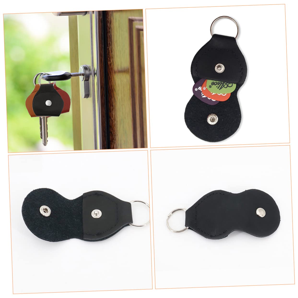 SUPVOX 5sets Guitar Holder Bag Portable Plectrum Storage Organizer with Ring Sturdy Pu Material 5pcs*5