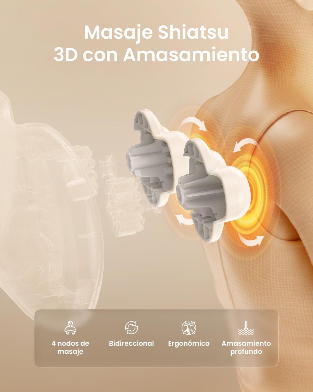 RENPHO Masajeador Espalda con Calor, 3 Velocidades Shiatsu Eléctrico Masaje Espalda y Cervical, Cojin Masajeador Cuello y Hombros para Hogar Oficina