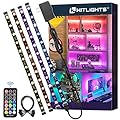 LED Strip Lights, HitLights 4 Pre-Cut 1ft/4ft Small Light Strips Dimmable, RGB 5050 Color Changing LED Tape Light with Remote and UL-Listed Adapter for TV Backlight, Bedroom, Cabinet Shelf Display