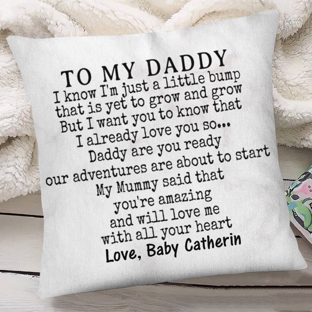 Personalized Square Pillow for Dad to Be New Dad from Baby Bump New Grandma New Dad Gifts for Men Our Adventures are About to Start Custom Name Double Sided Couch Cushion On Christmas