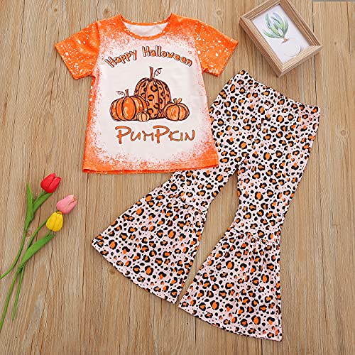 Toddler Baby Girl Short Sleeve Letter Print T-Shirt Top Floral Bell Bottom Pants 2Pcs Spring Summer Outfit2