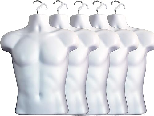 DisplayTown Maniquí masculino con espalda hueca y cuerpo apilable con ganchos para colgar para exhibición de camisetas, encimera, ferias de