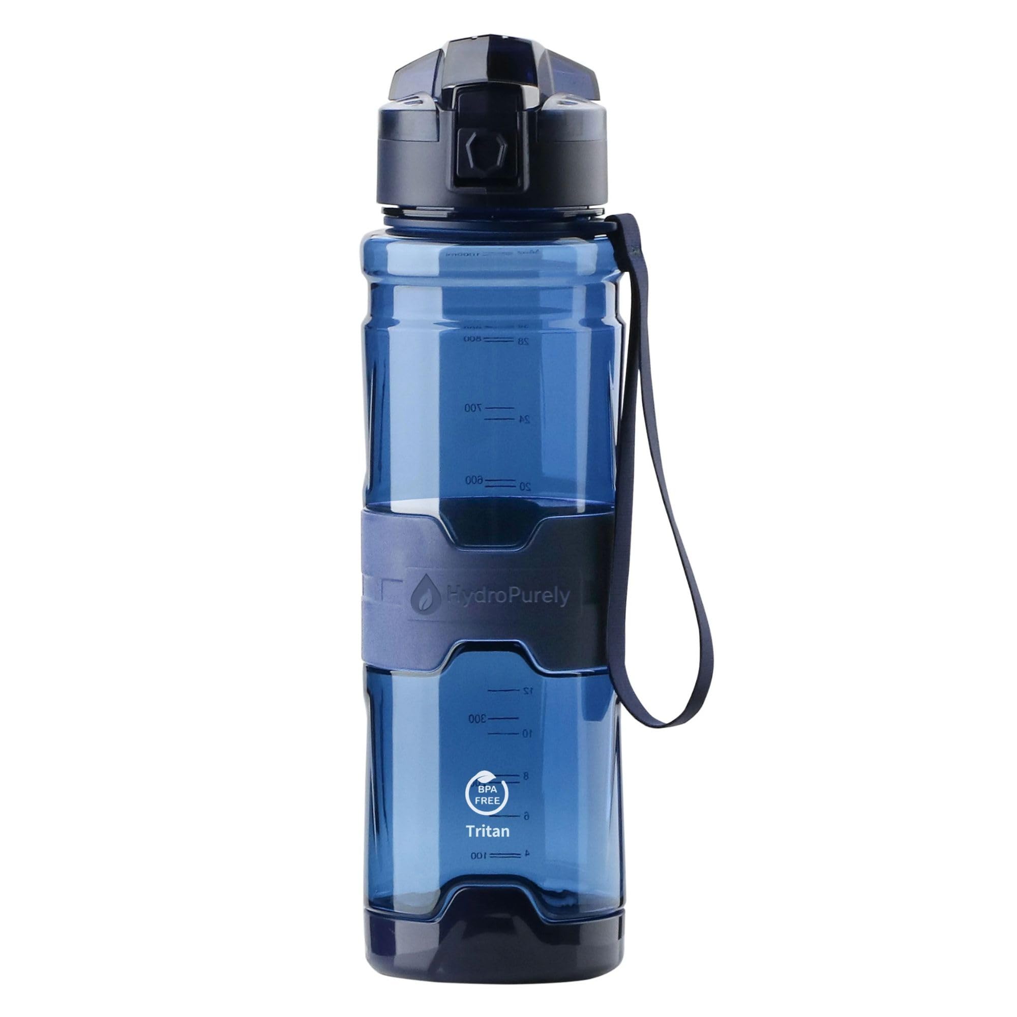 HydroPurely® Tritan Water Bottle - 1000ml Leak-Proof Sports Bottle with Flip Top Lid & Carry Strap - BPA-Free, Durable, Reusable for Gym, Fitness, Outdoor, Office