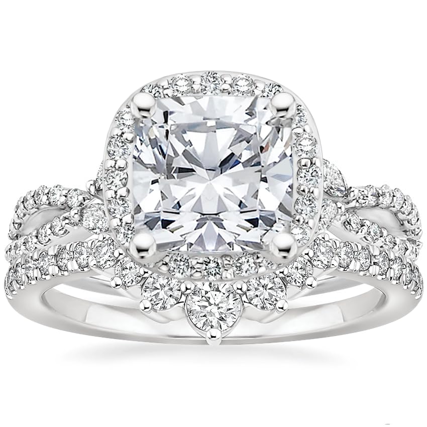 1CT Moissanite Ring Set for Women S925 Sterling Silver/10K/14K/18K Solid Gold Personalized Ring Set Engagement Ring Set Bridal Ring Set Jewelry Gift for Women Ladies Her Size 4-16