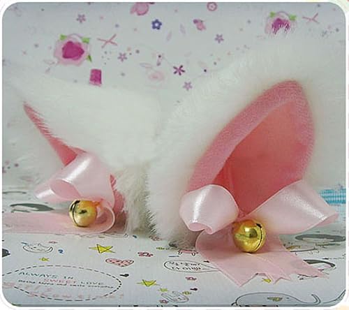 Hot Sweet Lovely Anime Halloween Cosplay Fancy Neko Cat Ears Clip de pelo blanco con campana