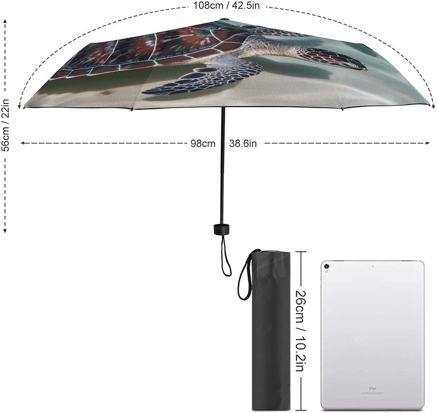 Windproof Travel Umbrella Sea Turtles Folding Small Sun Umbrella Lightweight Small And Compact Suit for Pocket