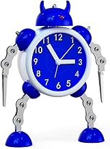 Ayybboo Réveil Enfant Design Robot Mignon,Réveil Analogique Silencieux sans Tic-Tac,Bras Mobile,Yeux Lumineux, Garçons et Filles Chambre,École