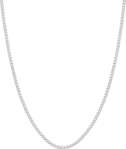 ARGENTO REALE Auténtica plata de ley 925 de 0.059 in, 0.079 in, 0.118 in, 0.157 in, collar de cadena cubana para mujer 16-30