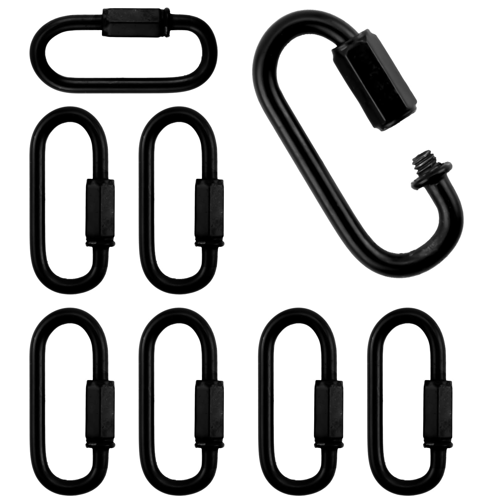 Petit Mousqueton 8PCS 44x19mm Rapide Connecteur De Chaîne À Maillon Mini Porte Clé Noir