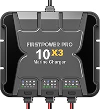 Upgraded 3 Bank Marine Battery Charger 10X3, 30A (10A/Bank) - 12V Waterproof Onboard Battery Charger, Battery Maintainer & Desulfator for SLA/AGM, Lithium (LiFePO4), Calcium & Deep-Cycle Battery