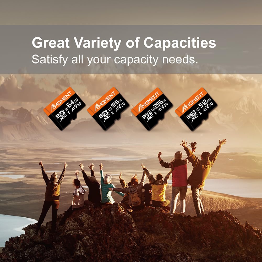 MMOMENT Carte micro SDXC 512 Go, A1, V30, UHS-I, U3, compatible classe 10, vitesse de lecture jusqu'à 95 Mo/s, vitesse d'écriture jusqu'à 70 Mo/s, adaptateur SD inclus