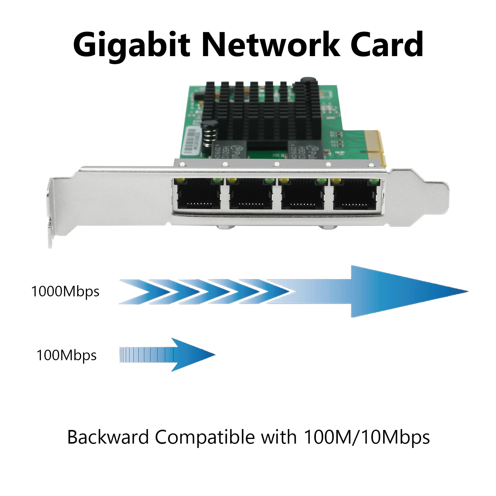 SAPGRC PCIe Network Card, 1Gb Ethernet Network Adapter, PCI Express X4, 10/100/1000Mbps Gigabit Quad RJ45 Ports Adapter Converter, with Intel I350 Chip for Windows/Windows Server/Linux