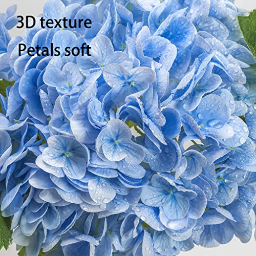 DUYONE 3PCS Artificial Flowers Large Hydrangeas Flowers Latex Bouquet for Wedding Bridal Office Home Party Decoration(Blue) - Image 3