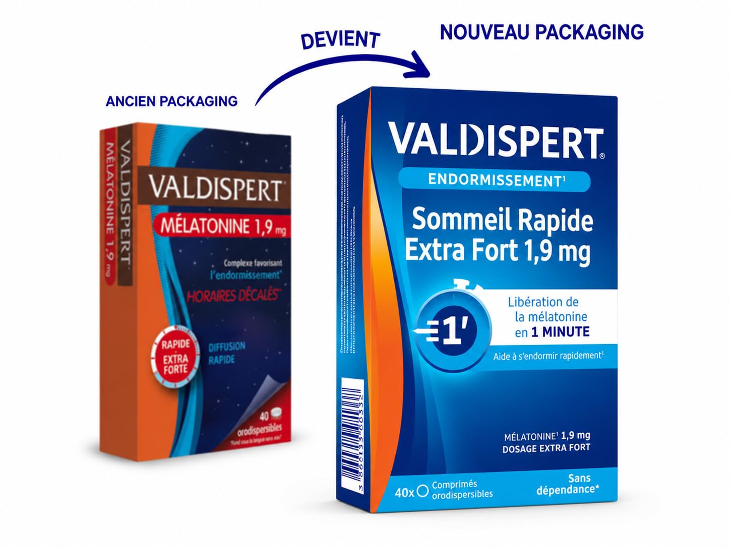 Valdispert Horaires décalés Complexe favorisant l’endormissement Mélatonine orodispersible 1,9 mg Lot de 5 Boites
