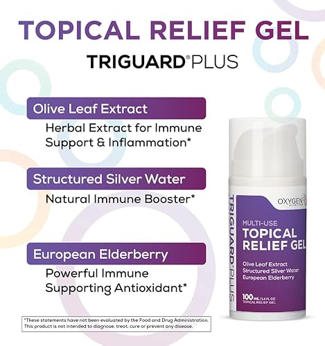 Miniatura 5 de Oxygen Nutrition TriGuard Plus Gel de recuperación tópica de plata coloidal natural estructurado agua de plata y saúco europeo, 3.4 oz  3.4 fl oz