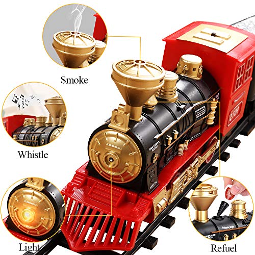 SNAEN Train Sets w/ Steam Locomotive Engine, Cargo Car and Tracks, Battery Powered Play Set Toy w/ Smoke, Light & Sounds, for Kids, Boys & Girls 3 4 5 6 7 Years Old - Thumbnail 2