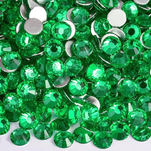 Image of 2880pcs Glass Flatback Rhinestones for Nail Art Crafts, Multi-Size Round Crystal Gems for DIY Decoration 2-4.8mm SS6-20 Peridot