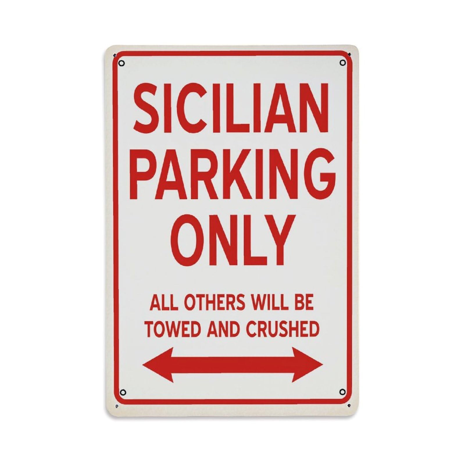 Jdfenggu Vintage Sicilian Parking Only Sign Retro Metal Tin Sign, Decor Art Poster For Bar, Home, Man Cave, Kitchen, Laundry Room Gift 8X12inch